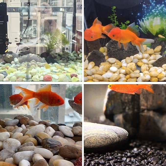 40lbs Yellow River Rocks for Landscaping, 1-2 Inch Natural Pebbles for Indoor Plants, High Polished Decorative Stones Garden Outdoor and Indoor DIY Vase Filler Fish Tank Aquariums