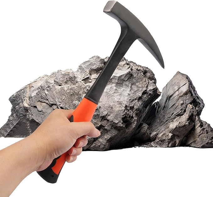 28 oz Rock Pick Hammer, 12 Inch All Steel Rock Pick Hammer, by GENHAKON.