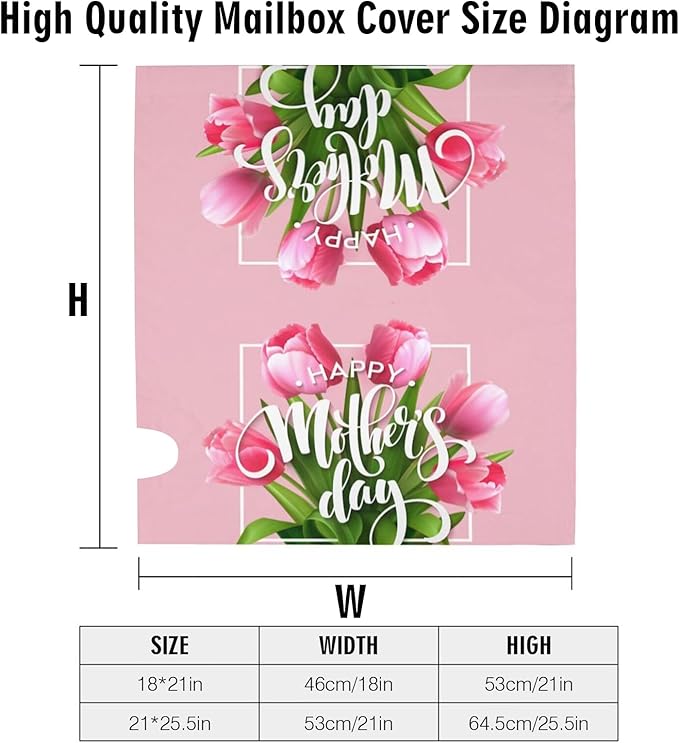 Mailbox Cover Happy Mothers Day, Beautiful Flower Print Outdoor Mail Cover Letter Post Box, Standard Size 25.5x21 in Magnetic Mailbox Case for Home Garden Yard Decor