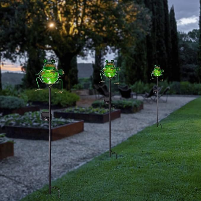 Bshine Solar Frog Garden Decorative Light, Outdoor Waterproof Solar Stake, Yard Decoration for Paths, Landscape, Pathways, Lawn Ornaments, Gift for Mom, Gardening Gift for Frog Lovers