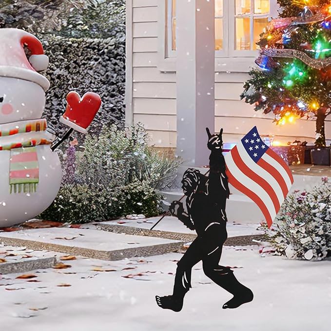 TT & MM Christmas Big Foot Sasquatch Gifts for Men/Women,Bigfoot Yard Decor Metal Garden Stakes,Patriotic Decorations Outdoor Bigfoot Silhouette Statues for Yard Art,Patio,Lawn