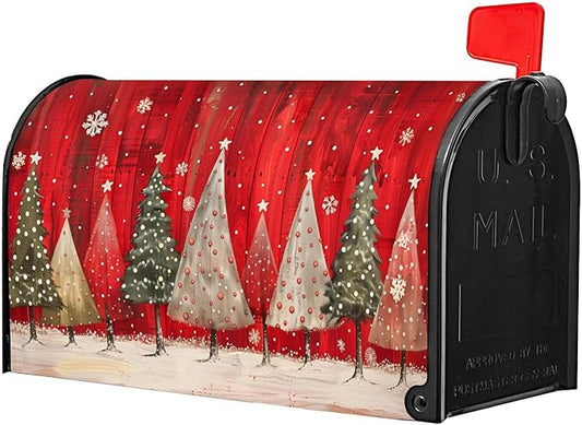 Nanikore Christmas Mailbox Cover Magnetic Standard Size 21 X 18 Winter Christmas Tree Snowflake Waterproof Post Box Cover Wraps Garden Yard Decor for Outdoor