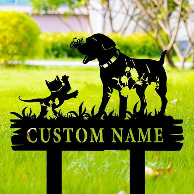Custom Cat and Dog Garden Stake,Personalized Pet Stake Sign,Custom Cat Dog Stake Art Sign,Garden Stake Sign,8-24inches