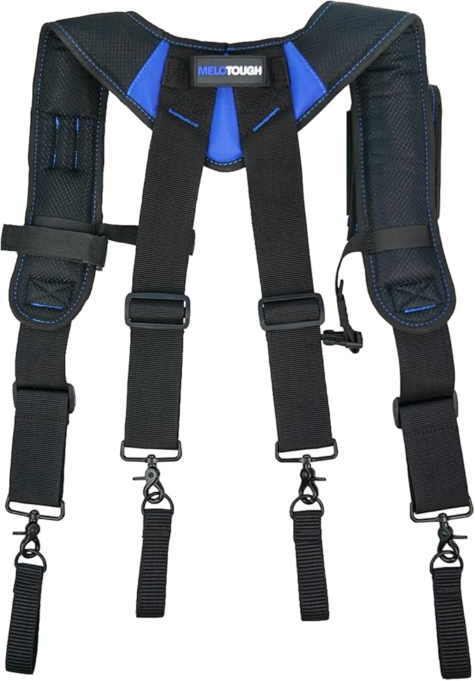 MELOTOUGH Magnetic Tool Belt Suspenders with Magnetic WristBand for Work Belt Padded Suspenders Constrcution