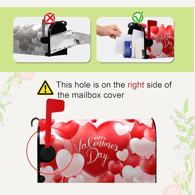 Happy Valentine's Day Mailbox Cover Love Hearts Magnetic Mailbox Covers Red and Pink Sweet Heart Mailboxs Wraps Valentine Post Letter Box Cover Standard Size 21" x 18"