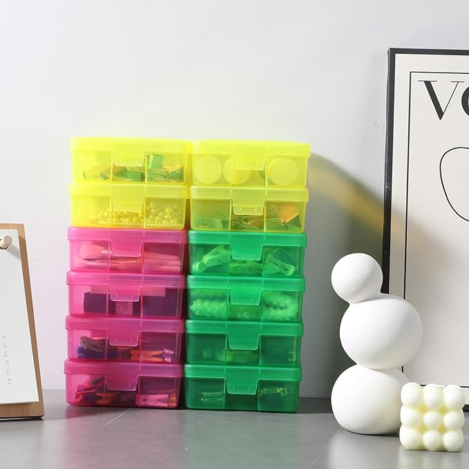 novelinks 18 Pack Small Plastic Storage Containers Clear Arts & Crafts Storage Boxes & Organizers Stackable Small Containers With Lids For Organizin (Set 3)