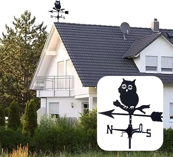 Cast Iron Wind Vane Weathercock Metal Weather Vane Wind Direction Indicator Wind Measuring Tool for Garden Decor Farmhouse Decorative Outdoor Garden Wind(Color:B)