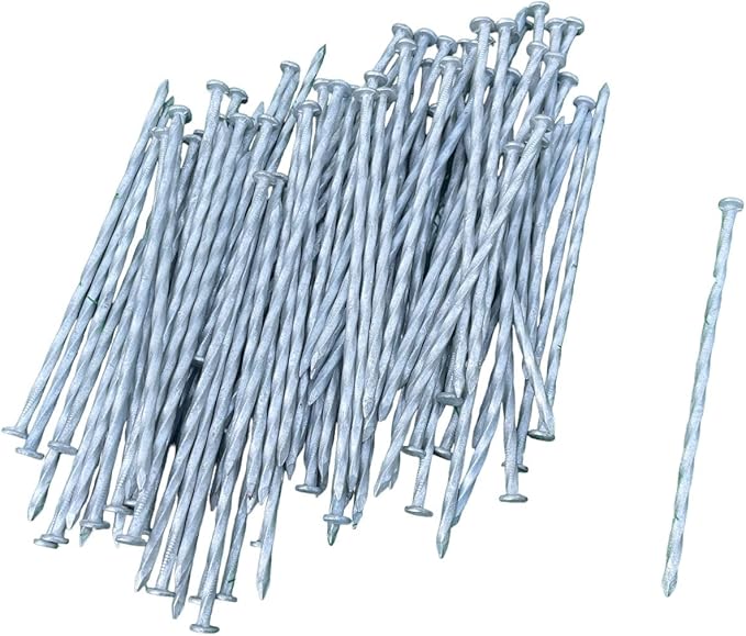 Sandbaggy 6 Inch Galvanized Artificial Turf Stakes - Spiral Landscape Nails - Ground Spikes/Pins for Synthetic Grass, Lawn, Edging, Weed Barrier Fabric, Garden (Steel (7 Gauge), 200)