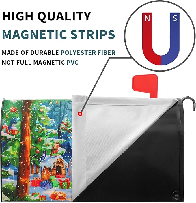 Christmas Magnetic Mailbox Covers Winter Mailbox Covers Magnetic Standard Size 21" X 25.5" Christmas Tree Snowman Mailbox Wraps Post Letter Box Cover Decor for Outside Garden Yard Home
