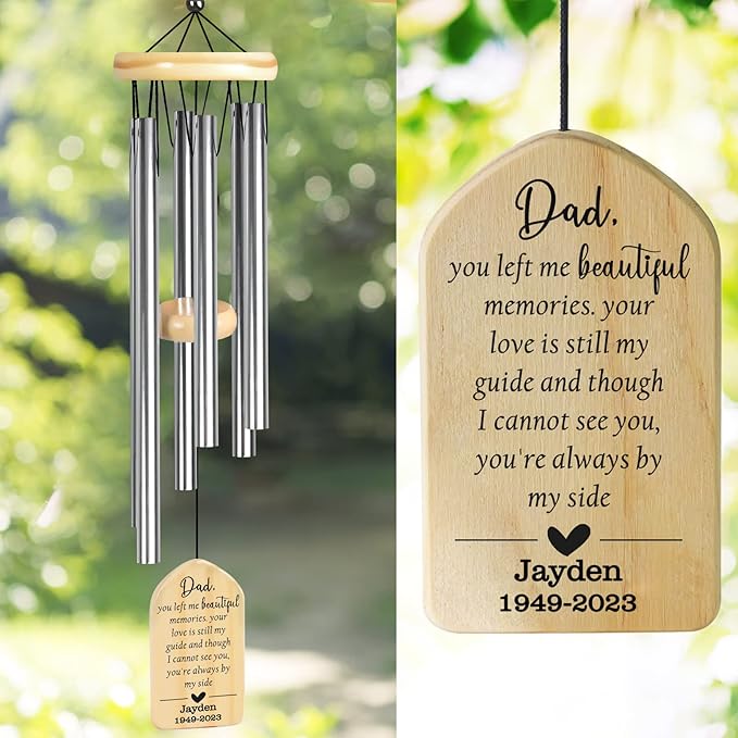 Sympathy Wind Chimes - Memorial Gift for Loss of Dad, Father - Bereavement and Remembrance Gift - in Loving Memory