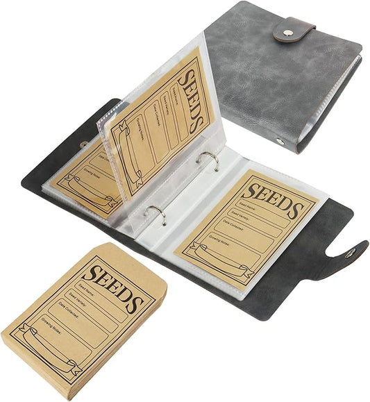 Klmnop Seed Storage Organizer, Seed Packet Organizer with 50pcs Self-Sealing Seed Envelopes, Seed Binder for Garden Storage, Seed Keeper(3.15'' x 4.72'')