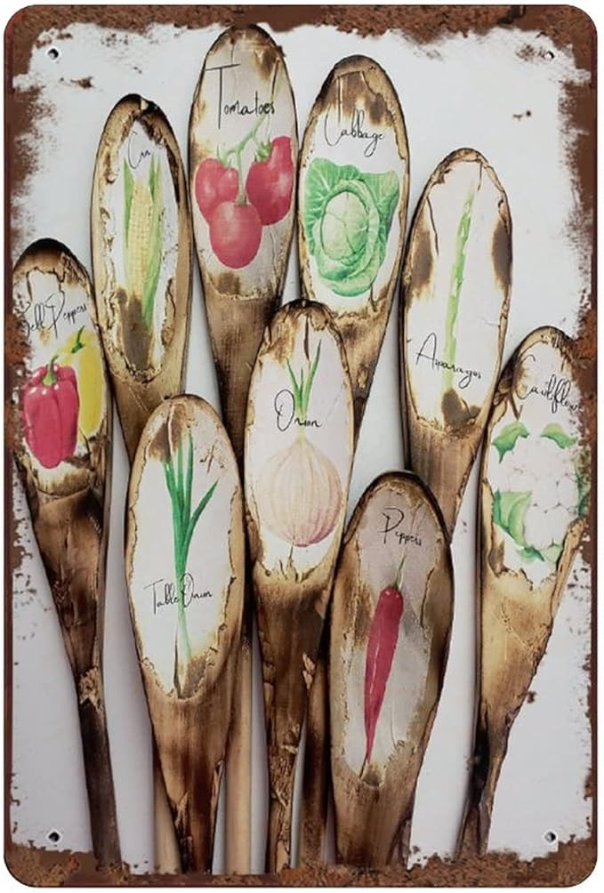 Garden Art Plant Marker - Herb & Vegetable Garden Sign - 8x5.5 Inch