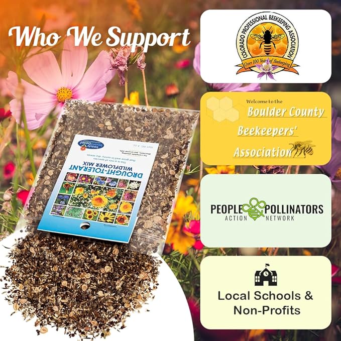 Drought Tolerant Wildflower Seeds - 4oz, Open-Pollinated Bulk Flower Seed Mix for Beautiful Perennial, Annual Garden Flowers - No Fillers - 4 oz Packet