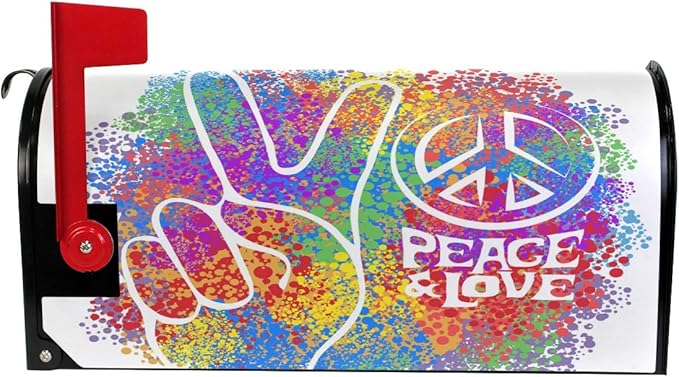 ALAZA Retro Hippie Symbol Love Peace Magnetic Mailbox Cover MailWraps Garden Yard Home Decor for Outside Standard Size-18"x 20.8"