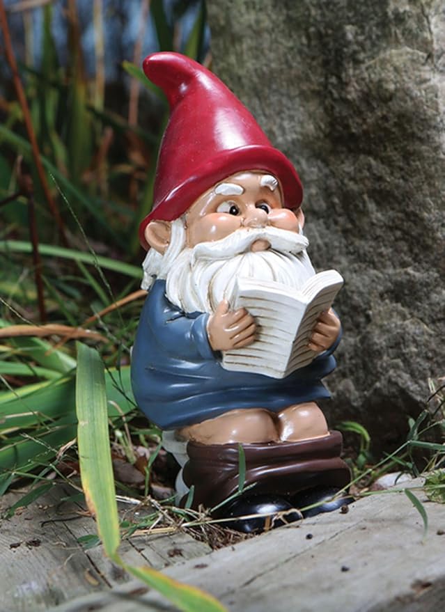 BigMouth Inc. Funny Garden Gnome on a Throne, Durable Ceramic Statue Decoration, Weather-Proof Outdoor Gnomes for Yard Lawn Garden Decor, Housewarming Gag Gift - 9.5" Tall