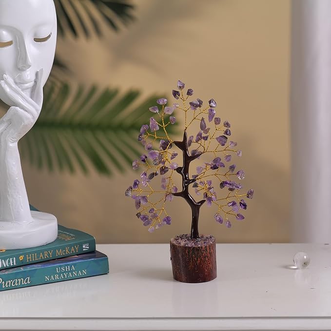 Amethyst Crystal Tree - Spiritual Gifts for Women, Reiki and Feng Shui Decor, Gemstones, Office Decoration, Crystal Bonsai, Money Tree, Small Office