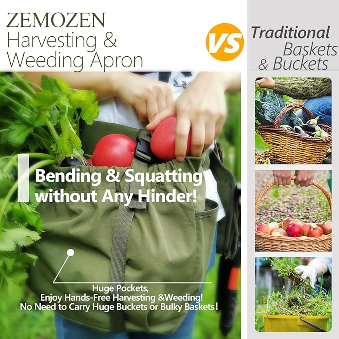Gardening Apron Tool Belt Set - Apron With Pockets for Women, Garden Tool Belt, Great Gifts for Gardeners