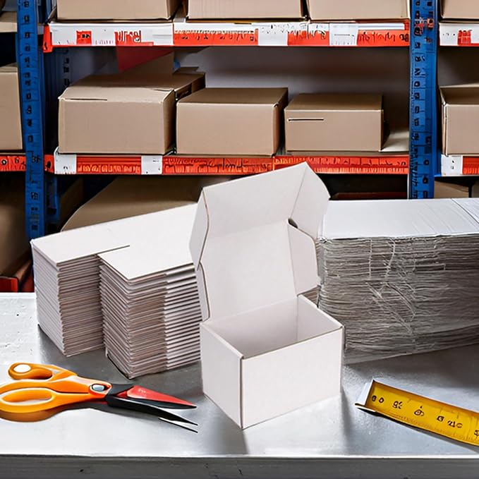 Small Shipping Boxes 6x4x4 Inch (25 Pack) - Sturdy White Corrugated Cardboard Boxes for Small Business, Ecommerce, Mailing & Packaging | Recyclable Gift & Storage Boxes