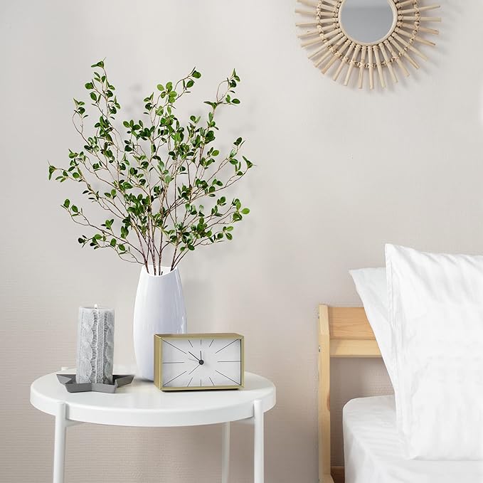 Sggvecsy 43’’ 4Pcs Artificial Ficus Branches Faux Leaf Spray Green Eucalyptus Branches Artificial Greenery Stems Fake Ficus Twig Plants for Home Office Wedding Vase Filler Shop Decoration
