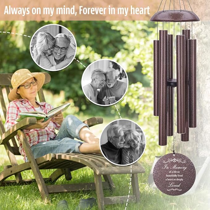 Personalized Sympathy Wind Chimes, Sympathy Gift After Loss of Mom Dad, or Loved One, Memorial Garden Remembering a Loved One Memorial Gifts, Product in USA