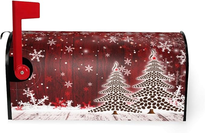 Christmas Mailbox Covers Xmas Tree Snowflake Magnetic Letter Post Box Cover Standard Size 25.5 x 21 Inch Garden Yard Home Decorative