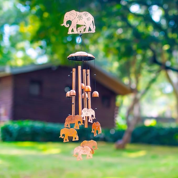 Elephant Wind Chimes for Outside,Elephant Gifts for Women Men/Memorial/House Warming Gift/Birthday Gifts Metal windchimes Outdoors/Indoors,Garden Decor,Patio,Home,Porch,Yard Decorations