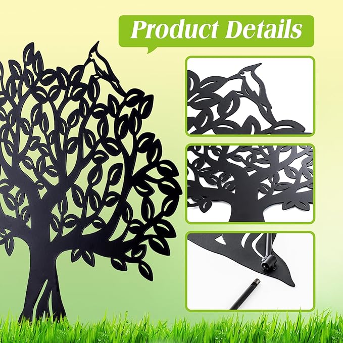 Tree of Life Metal Decorative Garden Stakes Tree of Life Gifts for Women Men Mom Birthday Gifts Silhouette Statues for Garden Decor, Yard Art, Patio, Outside, Lawn Ornaments, Outdoor Decorations