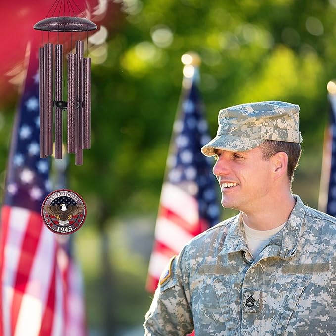 Personalized Wind Chimes for Military, Memory Gifts for US Veteran, Memorial Wind Chimes for Loss Loved One, Sympathy Gifts for Loss Soldiers Navy, Army, Air Force