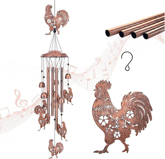 Christmas Gifts for Women Chicken Wind Chimes Outdoor Chicken Birthday Gifts for Men/Mom/Grandma Rooster Metal WindChimes Outside/Indoors, Lawn, Patio, Garden Decor, Yard Decorations