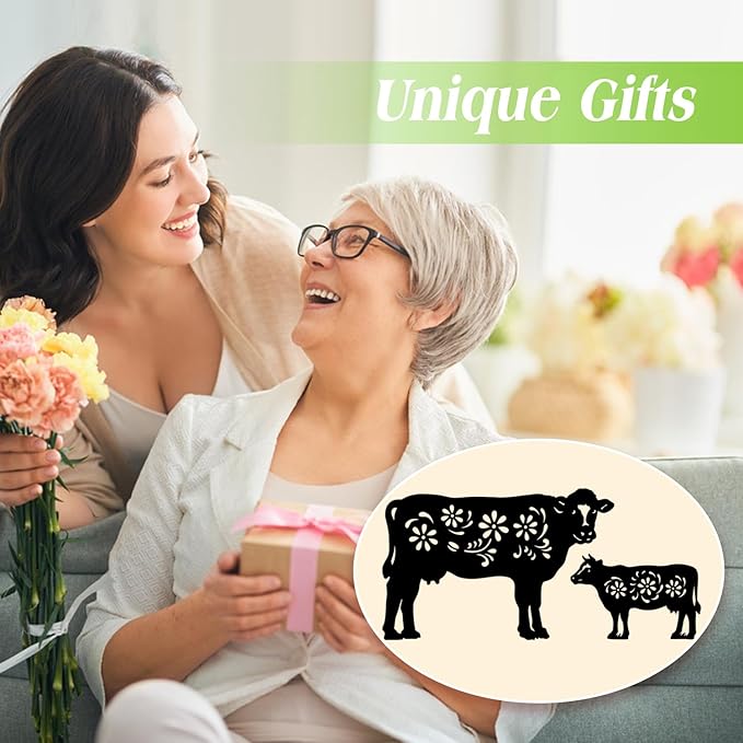 Cow Metal Garden Stakes Decorative,Cow Gifts for Women/Men/Cow Lovers Gifts,Black Cow Silhouette Statues Garden Decor for Outside,Outdoor Decor,Yard Art,Patio,Lawn Ornaments