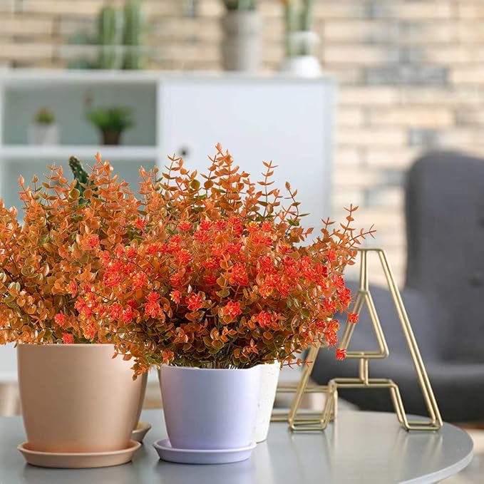 6 Bundles Artificial Grasses Outdoor Fake Grasses for Decoration UV Resistant No Fade Faux Plastic Plants Garden Porch Window Box Décor