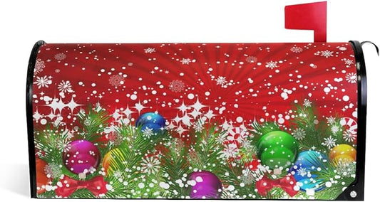 WOOR Christmas Tree Decoration and Snowflakes Magnetic Mailbox Cover Oversized for Garden Yard Outdoor Decorations-25.5" x20.8