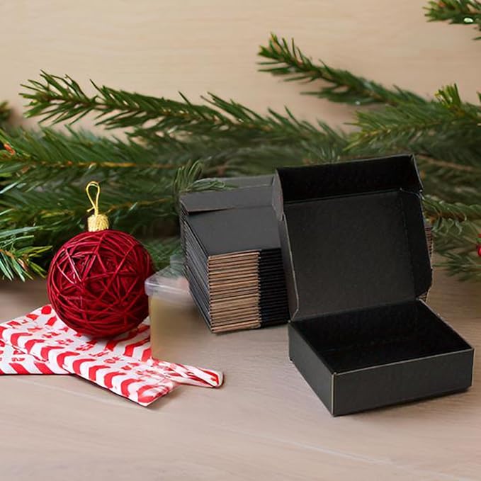 Small Shipping Boxes 8x5x2 Inch (25 Pack) - Sturdy Black Corrugated Cardboard Boxes for Small Business, Ecommerce, Mailing & Packaging | Recyclable Gift & Storage Boxes