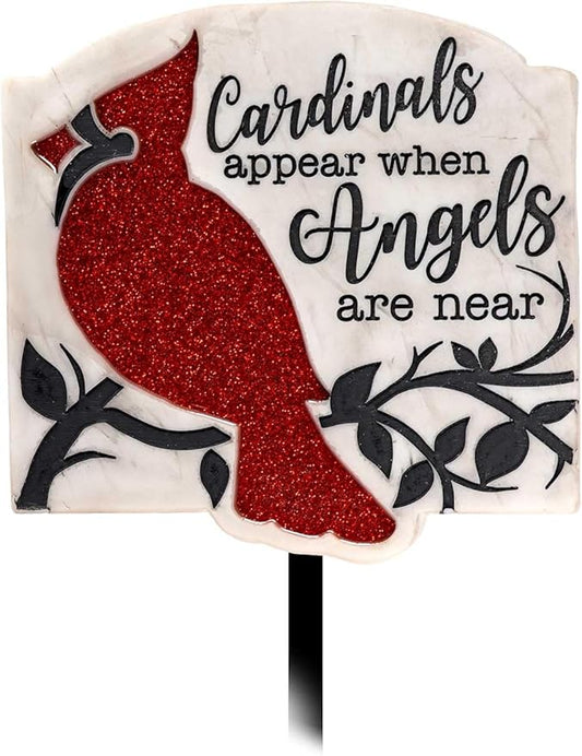Spoontiques - Garden Décor – Yard Sign - Decorative Stake & Sign for Lawn and Yard - 24” High - Durable Weather Resistant Sign for Home Décor - Glitter Cardinal