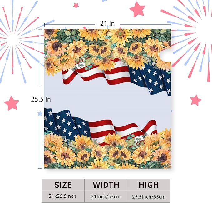 Patriotic Mailbox Cover Magnetic Large Size Summer July 4th Mailbox Wrap America Flag Flower Letterbox Cover USA Independence Day Floral Mail Box Covers Outdoor Decor Oversized 25.5 X 21 Inch