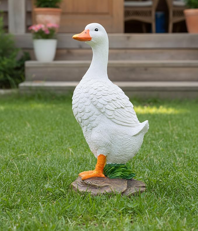 Elenon Goose Statue Garden Decorative, 11 inch High Adorable Flower Bed Outdoor Decor, Yard Patio Art Decor Sculptures Table Ornament
