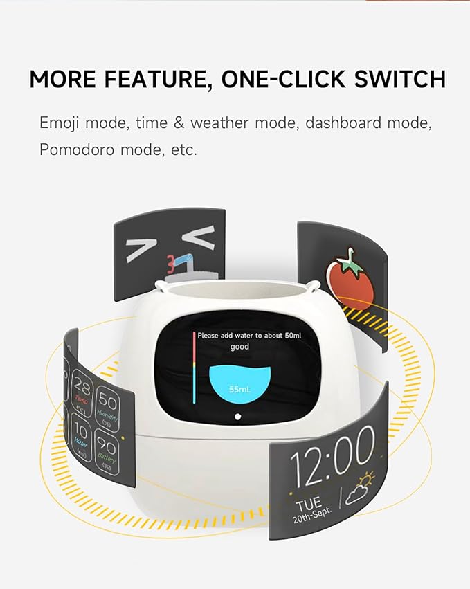 Plantagotchi AI Smart Plant Pot – Expressive Gesture-Controlled Planter with Light, Moisture & Temperature Sensors, App Care Guidance – Desk/Office Gift