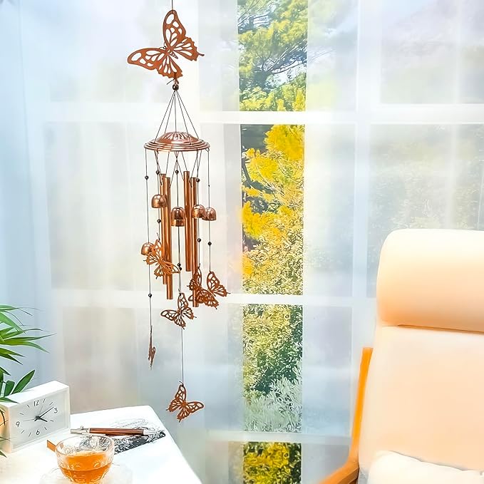 Butterfly Wind Chimes Outdoor Butterfly Gifts for Women/Men/Mom/Grandma/Wife Birthday Gifts Memorial Gift Metal WindChimes for Outside/Indoors, Home, Lawn, Porch, Patio, Garden Decor, Yard Decorations