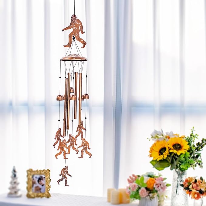 Bigfoot Wind Chimes Outdoor Big Foot Sasquatch Gifts for Men Women Mom Dad Birthday Unique Gardening Gifts Metal WindChimes for Outside/Indoors, Lawn, Patio, Home, Yard Decor, Garden Decorations