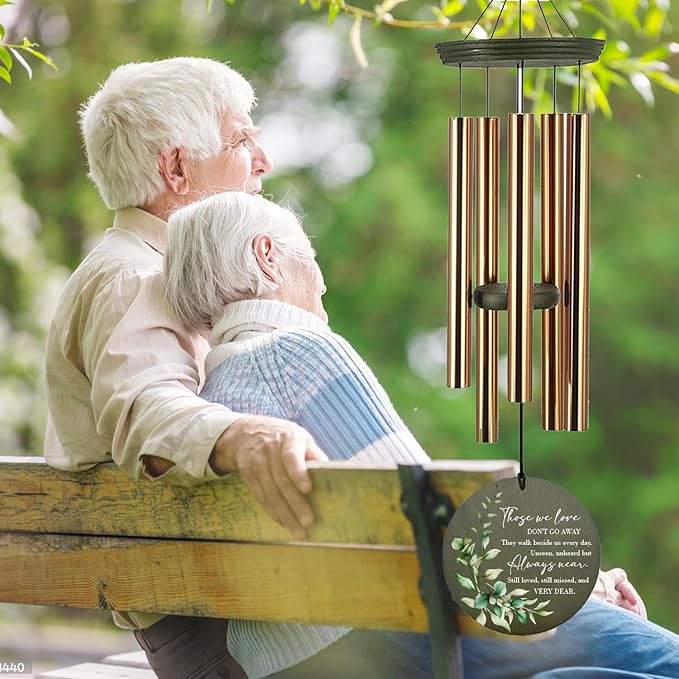 Personalized Sympathy Wind Chimes, 36inch Memorial Wind Chimes for Loss of Loved Dad/Mom, Memorial Bereavement Gifts for Funeral, in Loving Memory Windchime Outside (Produced in USA)