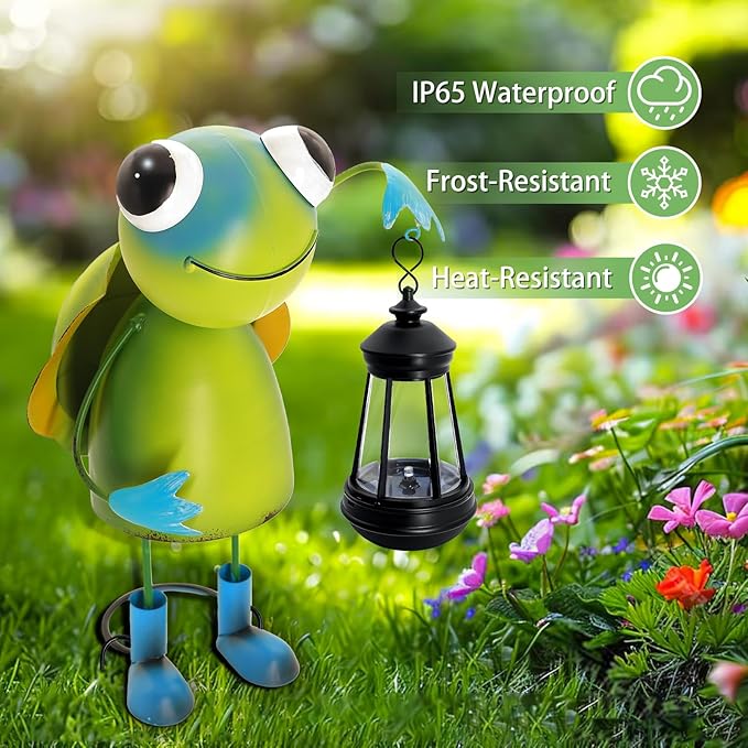 Garden Decor Bee Solar Statues,Unique Garden Statues Turtle with Solar Lantern Waterproof, Birthday Gifts for Women Mom Grandma, Front Patio Balcony Yard Art Lawn Ornaments Porch Outdoor Decoration