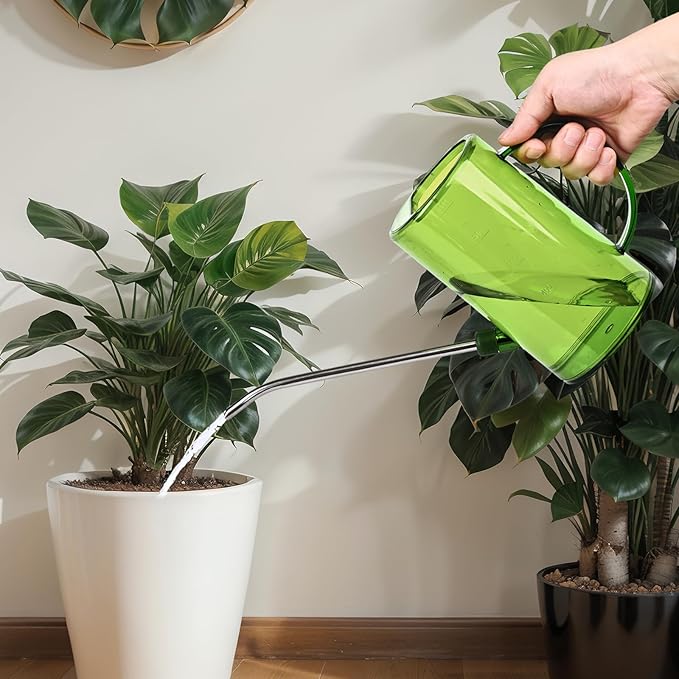 Plastic Watering Can - with Long Spout - 1/4 Gallon - 34 Oz - Green