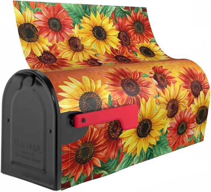 Giwawa Sunflower Mailbox Cover Autumn Mail Box Covers Fall Mailbox Covers Magnetic Standard Size 18 x 21 Thanksgiving Decorations Outdoor Welcome Mailbox Wrap