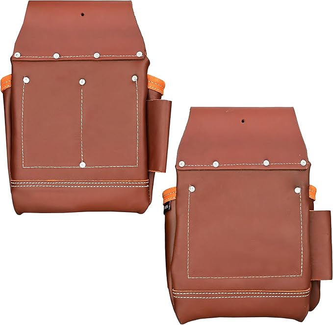 Heavy Duty 17 Pocket Carpenter Leather Tool Belt Set | Combo Multipurpose Framing Tool Belt Work Organizer Bags | Tool Belts For Men Construction Tools Rigs (Maroon, Standard)