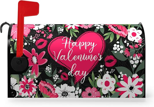 Happy Valentines Day Mailbox Covers Magnetic Standard Size Valentine Mailbox Post Cover Red Heart Truck Floral Flower Valentine's Day Mailbox Decor Waterproof Mail Box Wraps 21 * 18 Inch