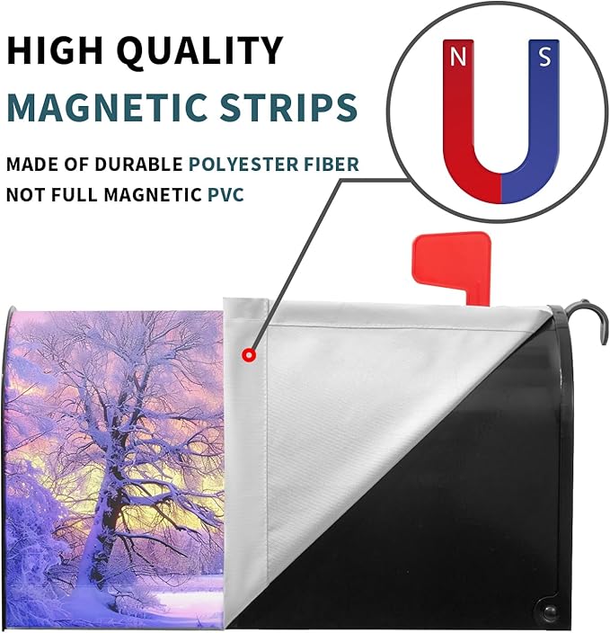 Winter Mailbox Covers Magnetic Snowflake Mailbox Covers Magnetic Standard Size 21 X 25.5 Inch Winter Tree Mailbox Wraps Post Letter Box Cover Decor for Outside Garden Yard