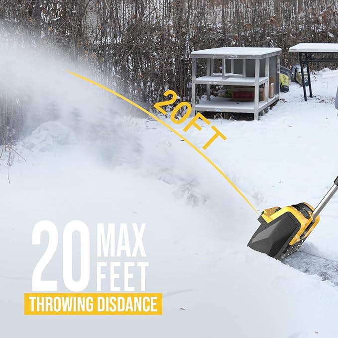 20V 13-Inch Cordless Brushless Snow Shovel, Cordless Snow Blower with Two 4Ah Battery, Battery Snow Blower with Directional Plate & Adjustable Front Handle (2 * 4Ah Battery & Quick Charger Included)