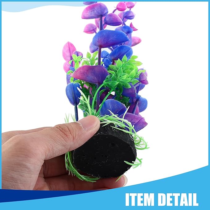 Aquarium Decoration,Plastic Plant Decoration for Aquarium Landscaping, 8.3Inch(Purple Green)