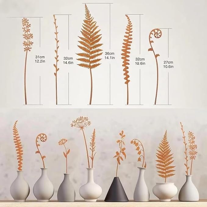 5Pcs Garden Decor Metal Flowers for Outside,Garden Stakes Decorative,Flower Bed Decor Plant Stakes,Garden Statues Outdoor Clearance,Metal Yard Art Outdoor,Plant Decorations for Pots