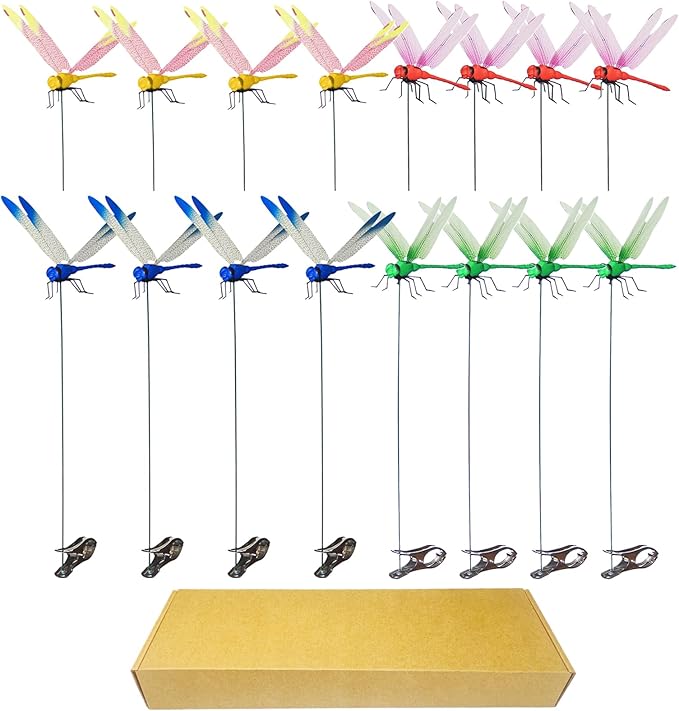 Kleeblatt Dragonfly Clip 16pcs - Dragon Fly Clips, Hair Accessories, Garden Decor, and Outdoor Decorative Stakes - Ideal for Garden & Patio Enhancement(in Boxs)